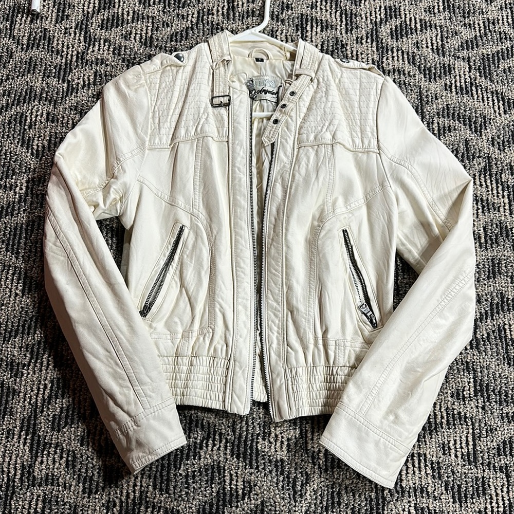 Guess Cream Leather Jacket